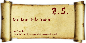 Netter Sándor névjegykártya
